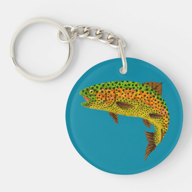 Aspen Leaf Rainbow Trout 1 Key Ring (Front)