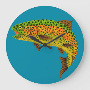 Aspen Leaf Rainbow Trout 1 Large Clock
