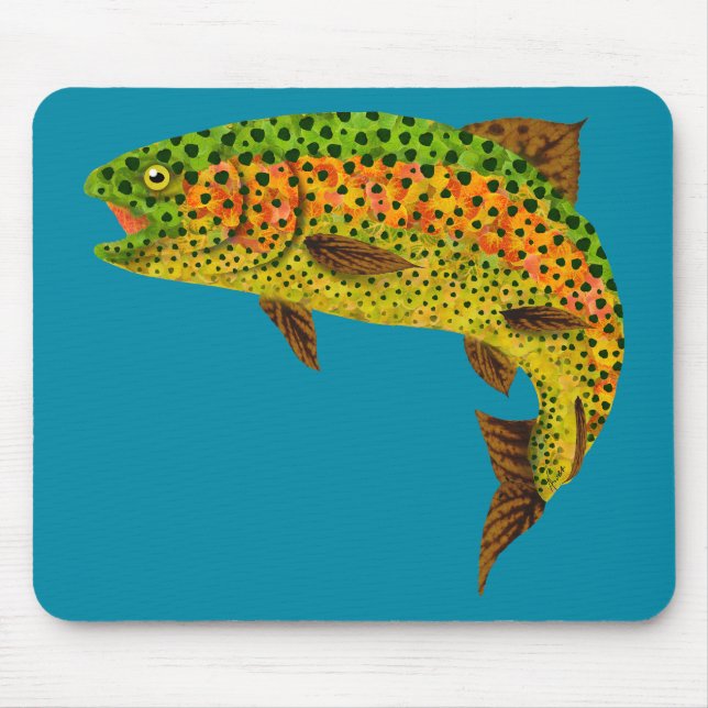 Aspen Leaf Rainbow Trout 1 Mouse Mat (Front)