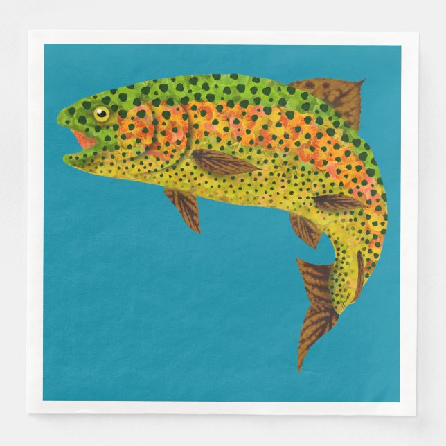Aspen Leaf Rainbow Trout 1 Napkin (Front)
