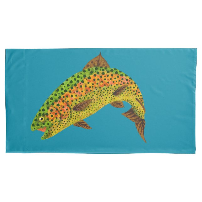Aspen Leaf Rainbow Trout 1 Pillowcase (Front-Left)
