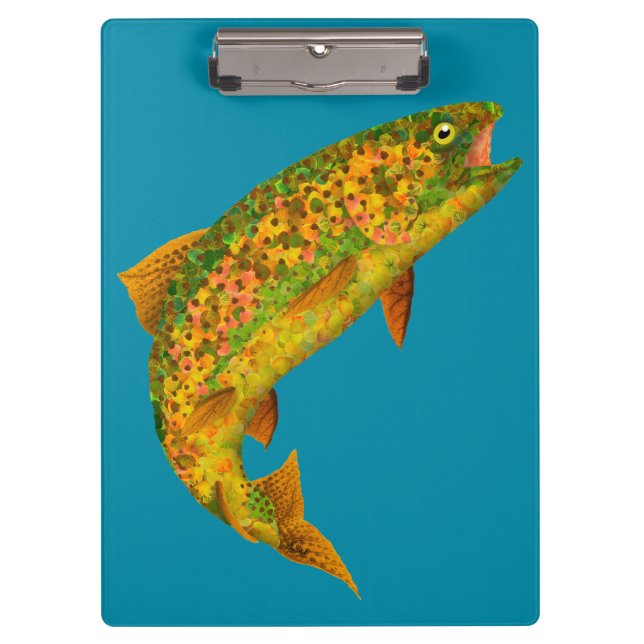 Aspen Leaf Rainbow Trout 2 Clipboard (Front)