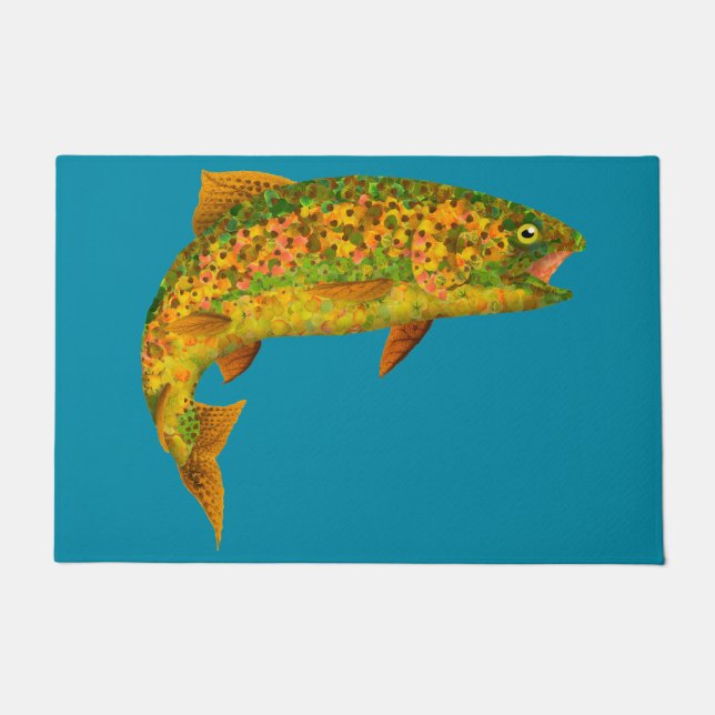 Aspen Leaf Rainbow Trout 2 Doormat (Front)