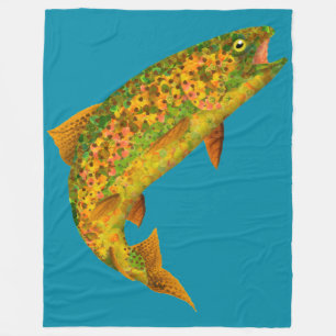 Aspen Leaf Rainbow Trout 2 Fleece Blanket