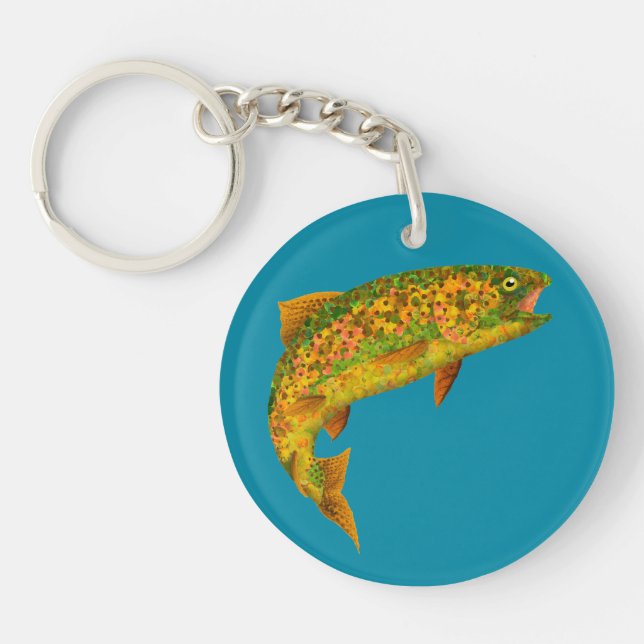 Aspen Leaf Rainbow Trout 2 Key Ring (Front)