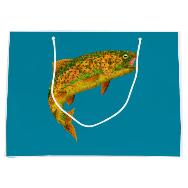 Aspen Leaf Rainbow Trout 2 Large Gift Bag (Front)