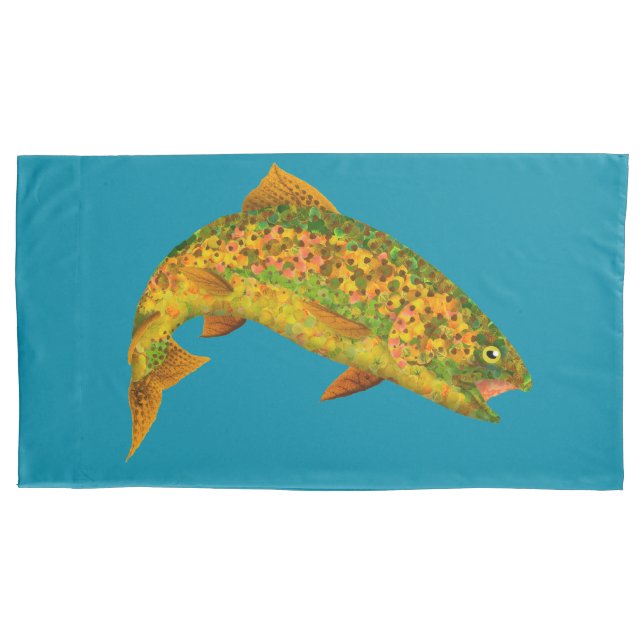 Aspen Leaf Rainbow Trout 2 Pillowcase (Front-Left)