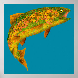 Aspen Leaf Rainbow Trout 2 Poster