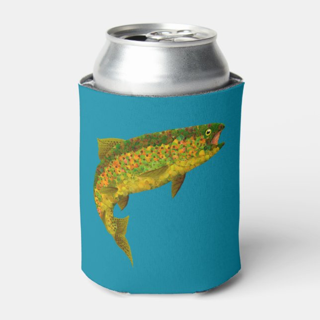 Aspen Leaf Rainbow Trout 3 Can Cooler (Can Front)
