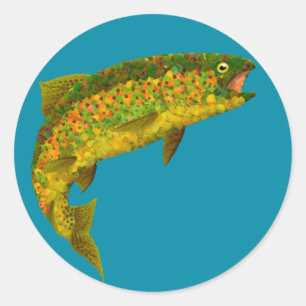 Aspen Leaf Rainbow Trout 3 Classic Round Sticker