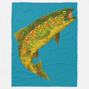 Aspen Leaf Rainbow Trout 3 Fleece Blanket