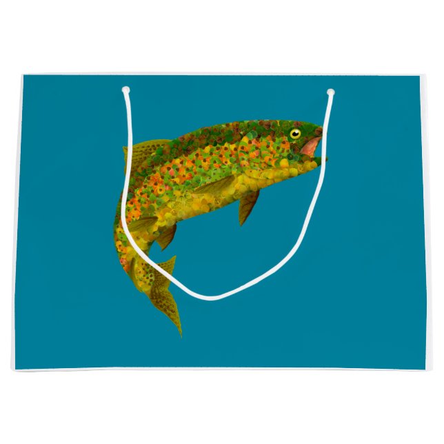 Aspen Leaf Rainbow Trout 3 Large Gift Bag (Front)