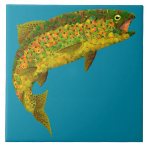 Aspen Leaf Rainbow Trout 3 Tile