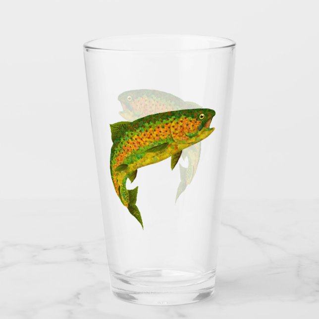 Aspen Leaf Rainbow Trout 4 Glass (Front)