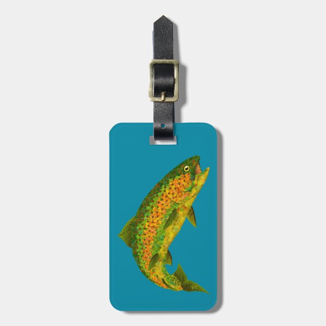 Aspen Leaf Rainbow Trout 4 Luggage Tag (Front Vertical)