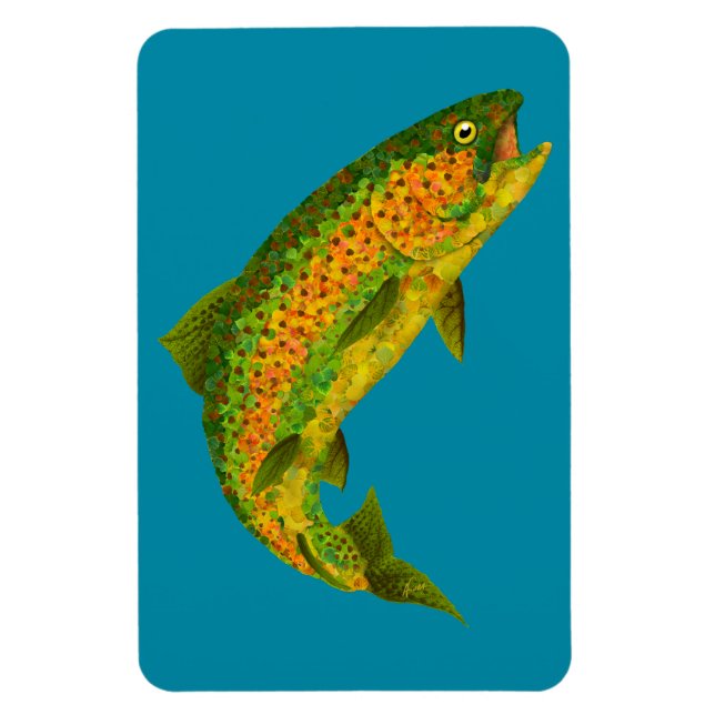 Aspen Leaf Rainbow Trout 4 Magnet (Vertical)