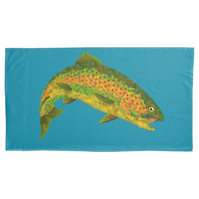 Aspen Leaf Rainbow Trout 4 Pillowcase (Front-Left)