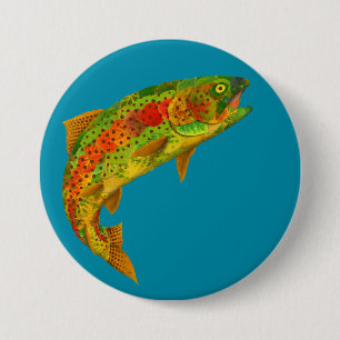 Aspen Leaf Rainbow Trout 5 7.5 Cm Round Badge