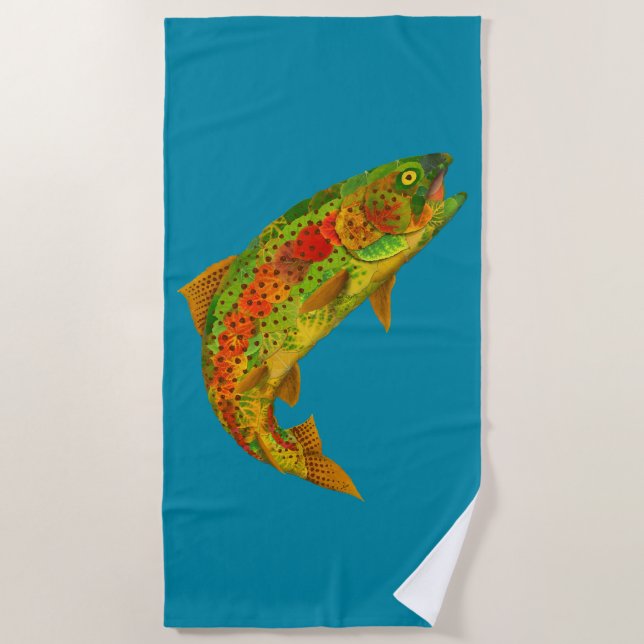 Aspen Leaf Rainbow Trout 5 Beach Towel (Front)