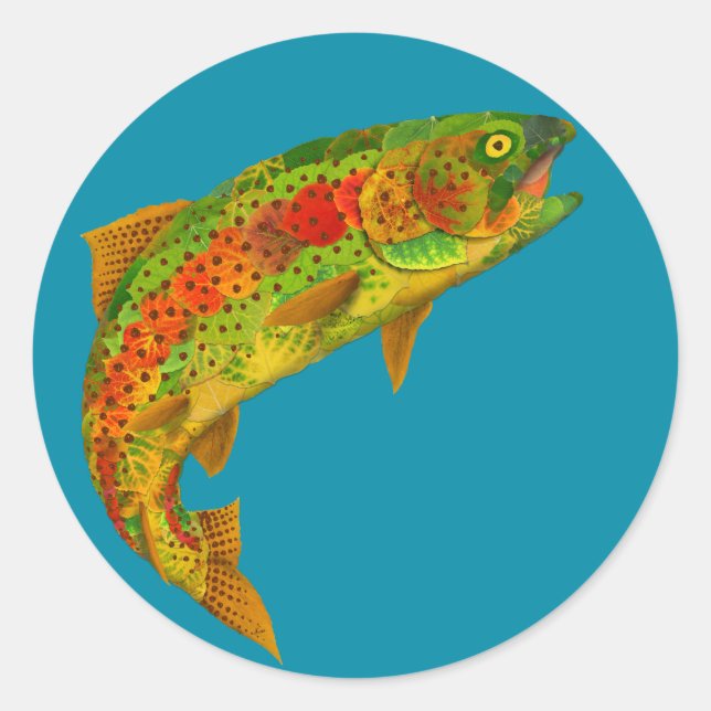 Aspen Leaf Rainbow Trout 5 Classic Round Sticker (Front)
