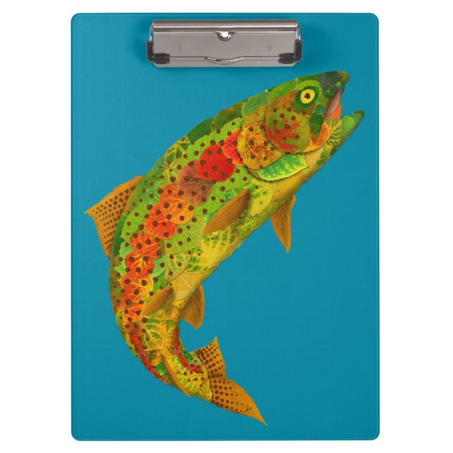 Aspen Leaf Rainbow Trout 5 Clipboard (Front)
