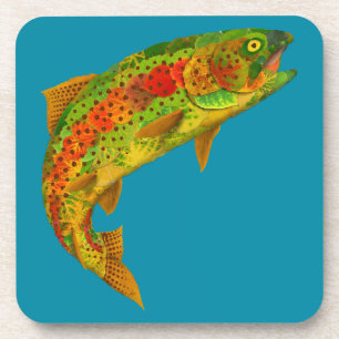 Aspen Leaf Rainbow Trout 5 Coaster
