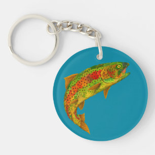 Aspen Leaf Rainbow Trout 5 Key Ring