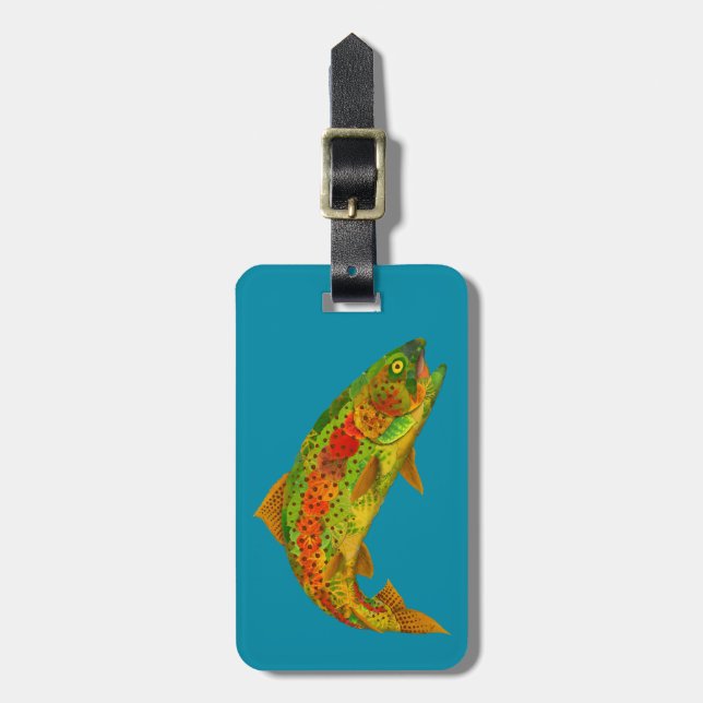 Aspen Leaf Rainbow Trout 5 Luggage Tag (Front Vertical)