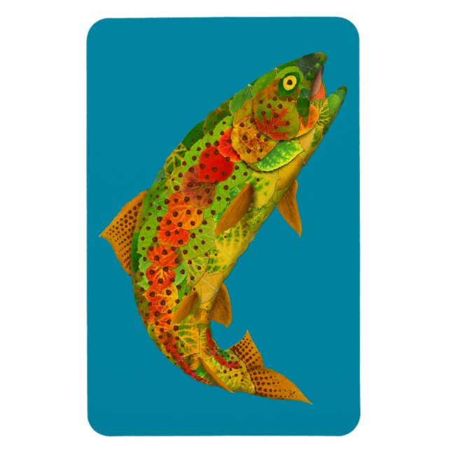 Aspen Leaf Rainbow Trout 5 Magnet (Vertical)