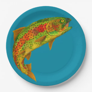 Aspen Leaf Rainbow Trout 5 Paper Plate