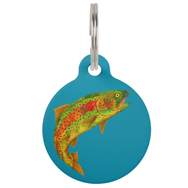 Aspen Leaf Rainbow Trout 5 Pet Tag (Front)