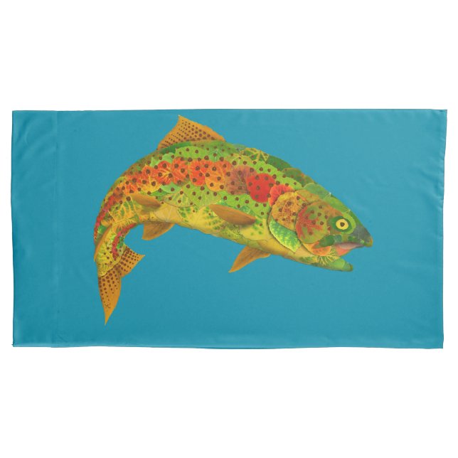 Aspen Leaf Rainbow Trout 5 Pillowcase (Front-Left)