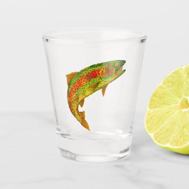 Aspen Leaf Rainbow Trout 5 Shot Glass (Front)