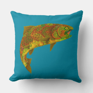 Aspen Leaf Rainbow Trout 6 Cushion