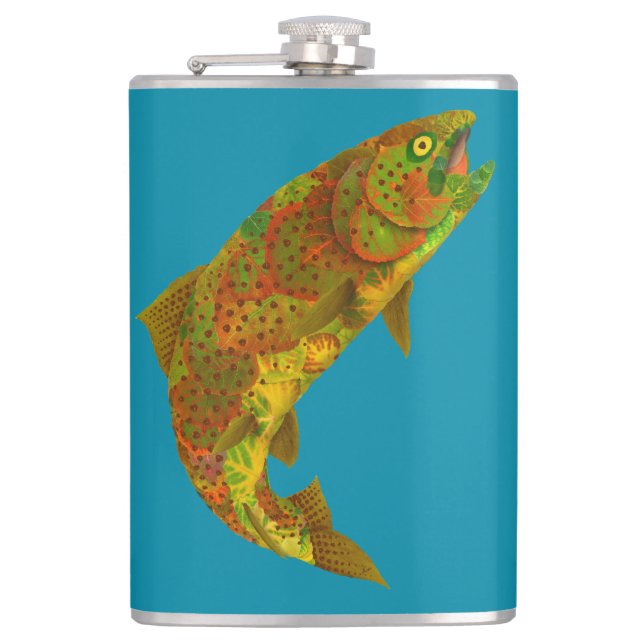 Aspen Leaf Rainbow Trout 6 Hip Flask (Front)