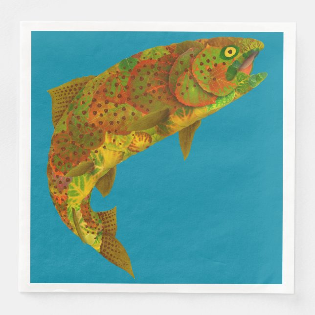 Aspen Leaf Rainbow Trout 6 Napkin (Front)