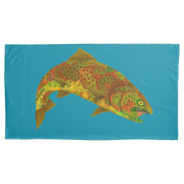 Aspen Leaf Rainbow Trout 6 Pillowcase (Front-Left)