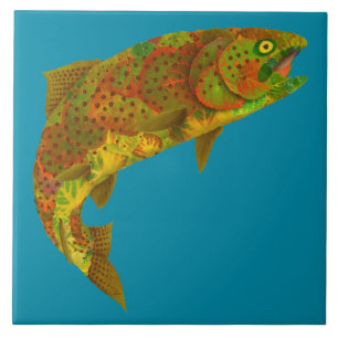 Aspen Leaf Rainbow Trout 6 Tile