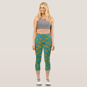 Aspen Leaf Rainbow Trout Seamless Pattern 2018 Capri Leggings