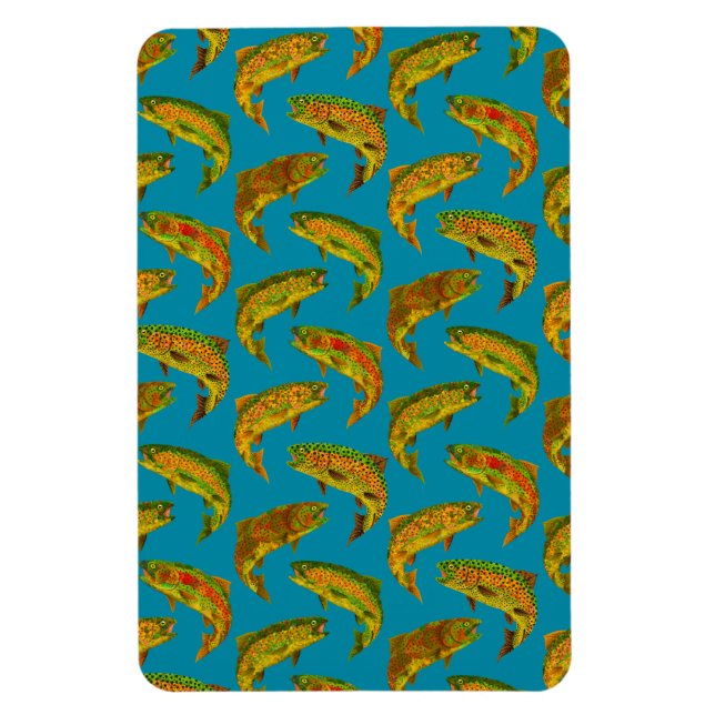 Aspen Leaf Rainbow Trout Seamless Pattern 2018 Magnet (Vertical)