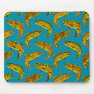 Aspen Leaf Rainbow Trout Seamless Pattern 2018 Mouse Mat