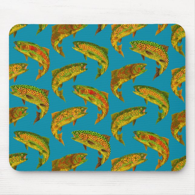 Aspen Leaf Rainbow Trout Seamless Pattern 2018 Mouse Mat (Front)