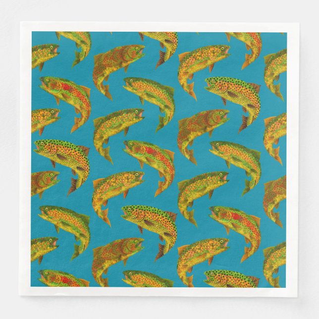 Aspen Leaf Rainbow Trout Seamless Pattern 2018 Napkin (Front)
