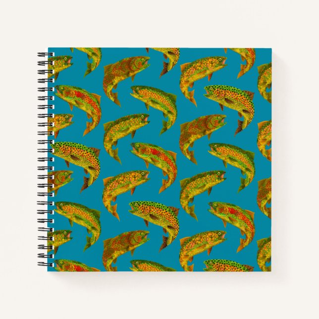 Aspen Leaf Rainbow Trout Seamless Pattern 2018 Notebook (Front)