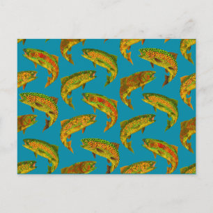Aspen Leaf Rainbow Trout Seamless Pattern 2018 Postcard