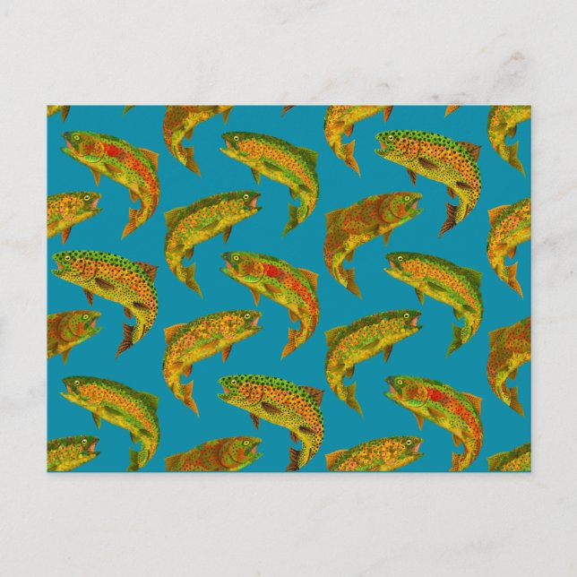 Aspen Leaf Rainbow Trout Seamless Pattern 2018 Postcard (Front)