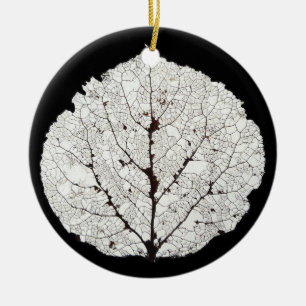 Aspen Leaf Skeleton 1 Ceramic Tree Decoration