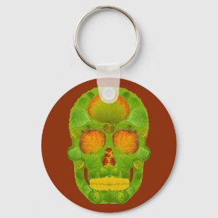 Aspen Leaf Skull 10 Key Ring