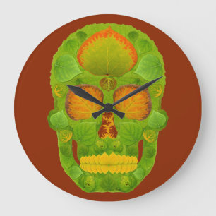 Aspen Leaf Skull 10 Large Clock