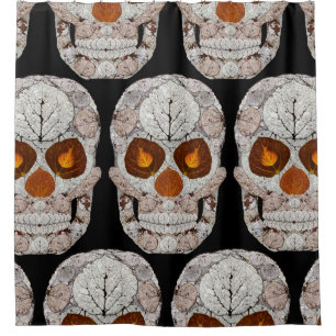 Aspen Leaf Skull 11 Shower Curtain
